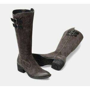 Born Suede Nubuck Equestrian Tall Boots Womens 9 Brown Flannel Lined Distressed